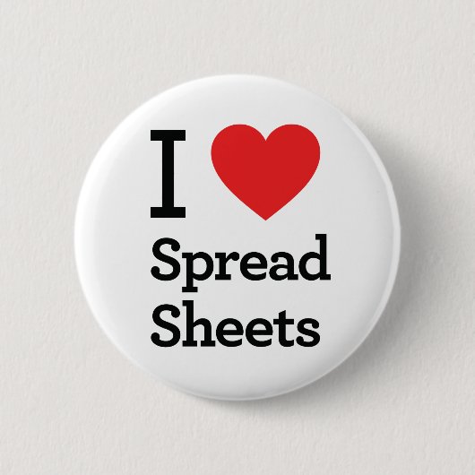 Ik hou van spreadsheets ronde button 5,7 cm (Voorkant)