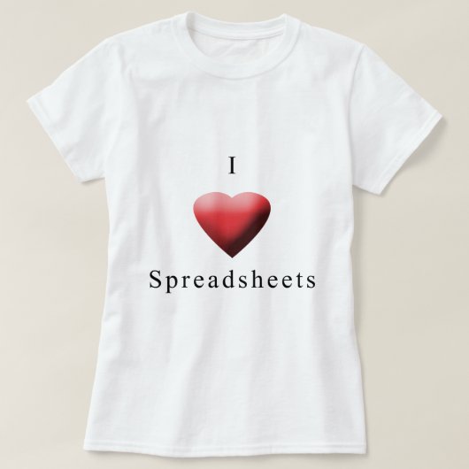 Ik hou van spreadsheets t-shirt (Design voorkant)