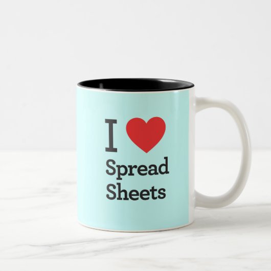 Ik hou van spreadsheets tweekleurige koffiemok (Rechts)