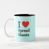 Ik hou van spreadsheets tweekleurige koffiemok (Links)