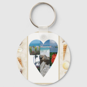 Ik hou van St. Maarten Shells Heart. Sleutelhanger
