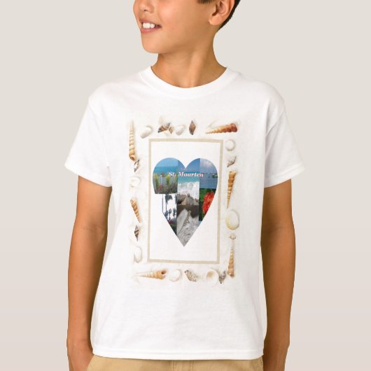 Ik hou van St. Maarten Shells Heart. T-shirt (Voorkant)