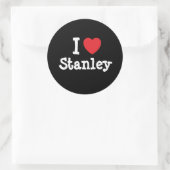 Ik hou van Stanley hart gepersonaliseerde Ronde Sticker (Tas)
