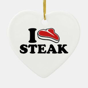 Ik hou van Steak Keramisch Ornament
