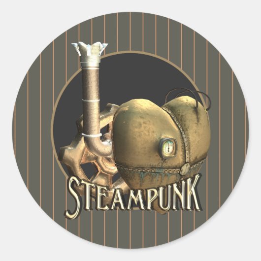 Ik hou van Steampunk Brass Heart Ronde Sticker (Voorkant)