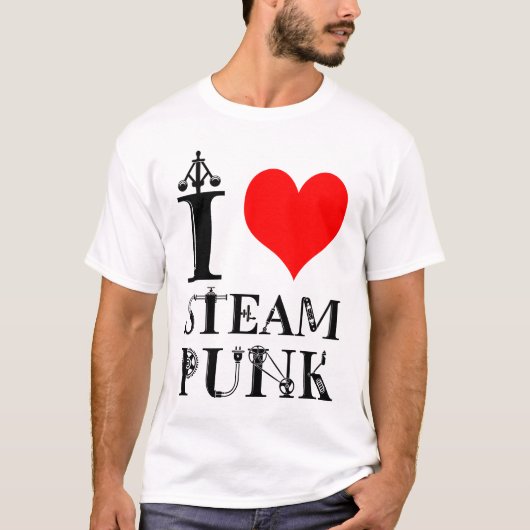 Ik hou van Steampunk grappig elegant T-shirt (Voorkant)