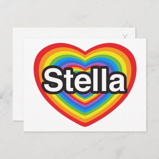 Ik hou van Stella. Ik hou van je Stella. Hart Briefkaart (Voorkant / Achterkant)