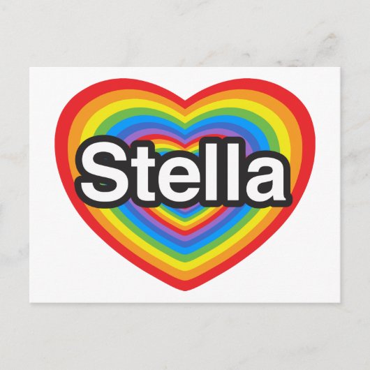 Ik hou van Stella. Ik hou van je Stella. Hart Briefkaart (Voorkant)