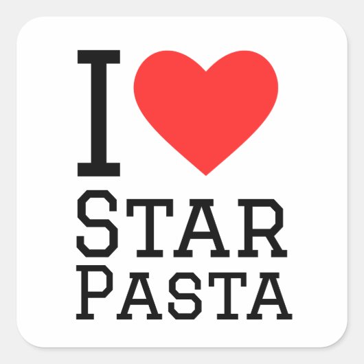 Ik hou van sterrenpasta vierkante sticker (Voorkant)