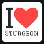 Ik hou van steur vierkante sticker<br><div class="desc">Ik hou van steur,  voor dierenrijk liefhebbers</div>