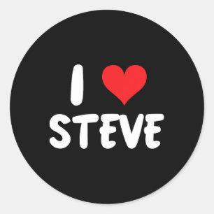 Ik hou van Steve - Hart - Naam  Ronde Sticker