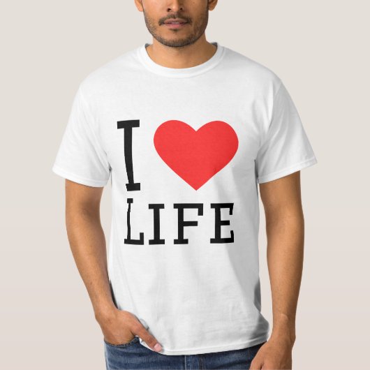 Ik hou van sticker in het leven t-shirt (Voorkant)