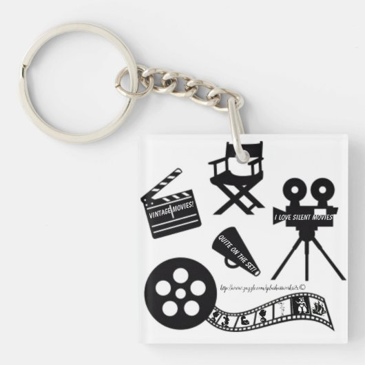 "Ik hou van stille films!" Sleutelhanger (voorkant)