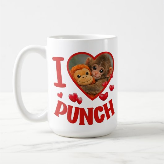Ik hou van stompen Cute Baby Monkey Punch, schatti Koffiemok (Links)