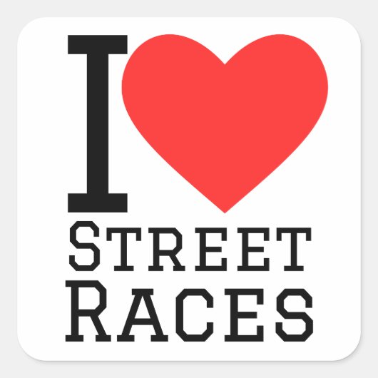 Ik hou van straatraces vierkante sticker (Voorkant)