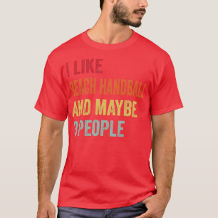 Ik hou van strand handbal misschien 3 personen t-shirt