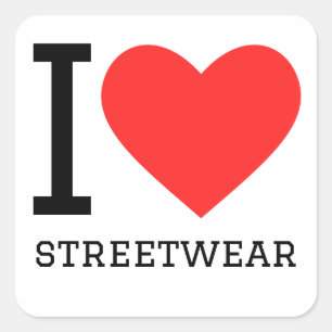 Ik hou van streetwear vierkante sticker