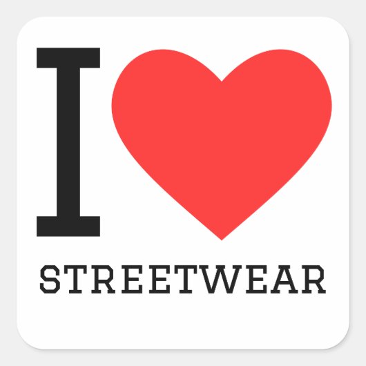 Ik hou van streetwear vierkante sticker (Voorkant)