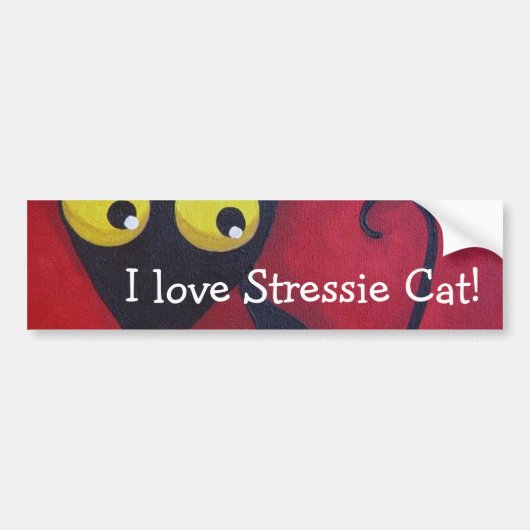 Ik hou van Stressie Cat. Bumpersticker (Voorkant)