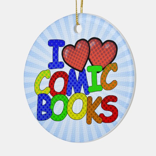 Ik hou van stripboeken keramisch ornament (Links)