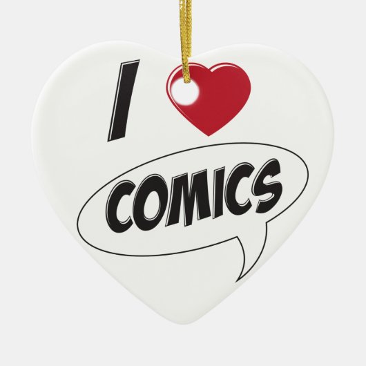 Ik hou van strips! *Hartslag* Keramisch Ornament (Voorkant)