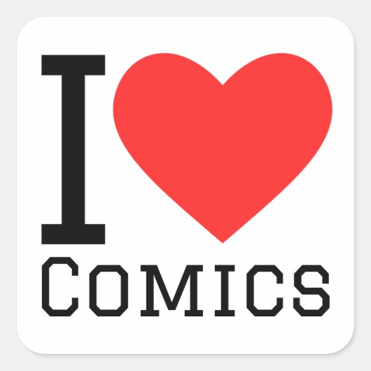 Ik hou van strips vierkante sticker (Voorkant)