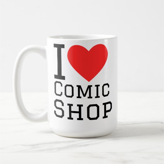 Ik hou van stripwinkel koffiemok (Links)