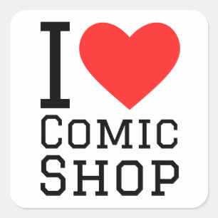 Ik hou van stripwinkel vierkante sticker