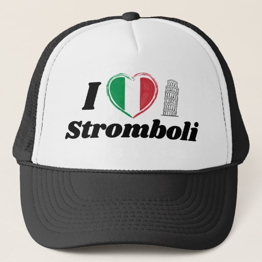 Ik hou van Stromboli Italiaanse hart vlag trucker  Pet (Voorkant)