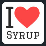 Ik hou van stroop vierkante sticker<br><div class="desc">Ik hou van siroop,  voor liefhebbers van eten</div>