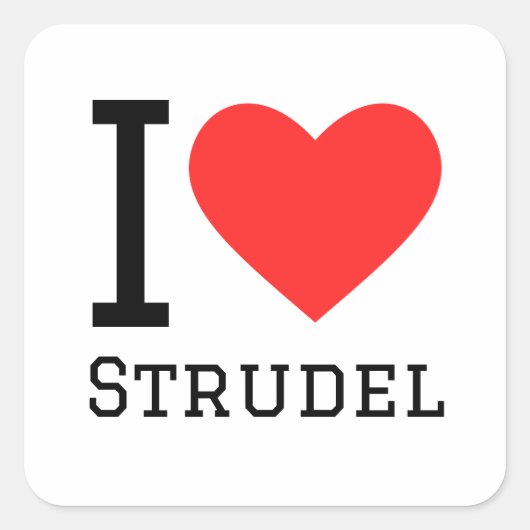 Ik hou van strudel vierkante sticker (Voorkant)