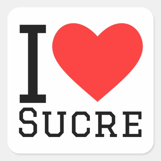 Ik hou van sucre vierkante sticker (Voorkant)