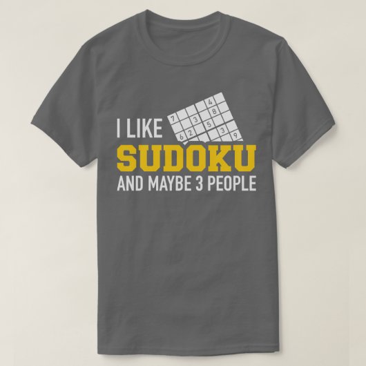Ik hou van Sudoku en misschien drie mensen T-shirt (Design voorkant)