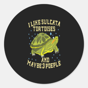 Ik hou van Sulcata-schildpadden en misschien drie Ronde Sticker