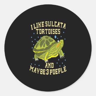 Ik hou van Sulcata-schildpadden en misschien drie Ronde Sticker