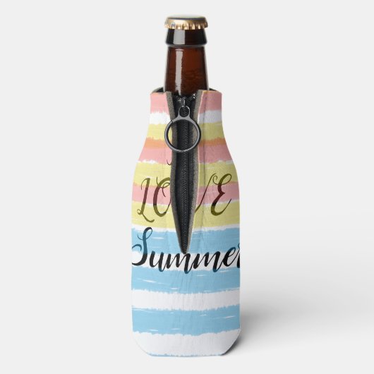 IK HOU VAN Summer Pink Yellow Blue Waterverf Strip Flesjeskoeler (Fles Achterkant)