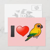 Ik hou van Sun Conures Briefkaart (Voorkant / Achterkant)