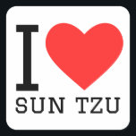 Ik hou van sun tzu vierkante sticker<br><div class="desc">Ik hou van sun tzu,  voor strategieliefhebbers</div>