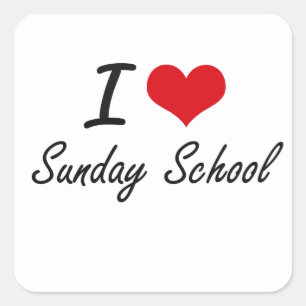 Ik hou van Sunday School Vierkante Sticker