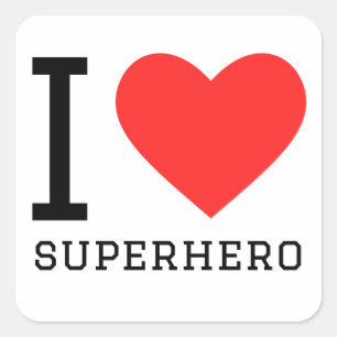 Ik hou van superheld vierkante sticker