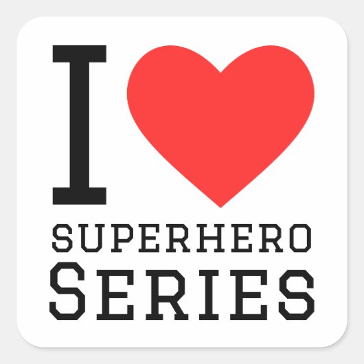 Ik hou van superhelden series vierkante sticker (Voorkant)
