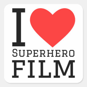 Ik hou van superheldenfilms vierkante sticker