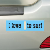 Ik hou van Surf Bumpersticker (Op auto)
