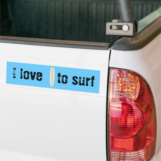 Ik hou van Surf Bumpersticker (Op Truck)