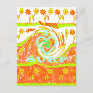 Ik hou van surfen: Mooie bloemen met koele tekstku Briefkaart