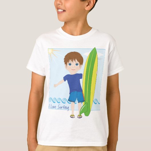 Ik hou van surfen t-shirt (Voorkant)