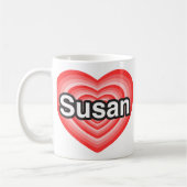 Ik hou van Susan. Ik hou van je Susan. Hart Koffiemok (Links)