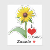 Ik hou van Susans Rudbeckia Bloem en Hart Sticker (Vel)