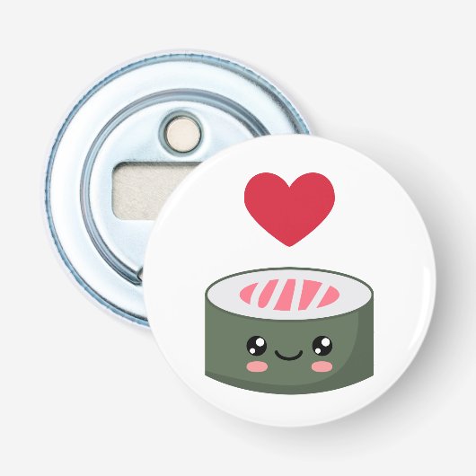 Ik hou van Sushi Button Flesopener (Voorkant)