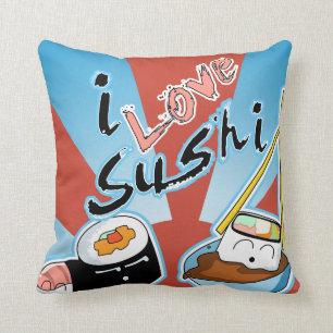 Ik hou van Sushi Cartoon Sushi Kussen